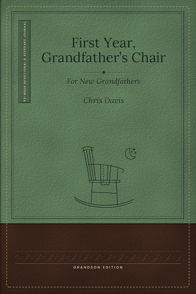Cover of First Year, Grandfather's Chair, green leather-look with a pressed rocking chair